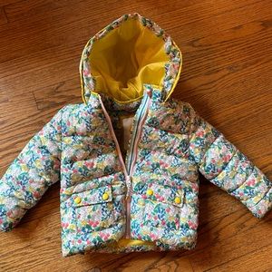 Boden Mini floral puffer jacket size 3-4, very lightly used.